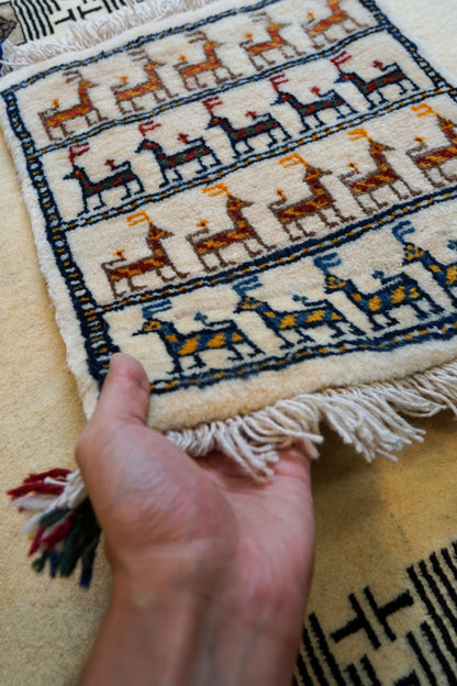 ペルシャ絨毯 手織りギャッベ カシュクリ族ギャッベ 40×40cm