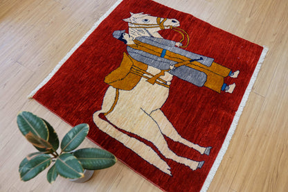  ペルシャ絨毯 カシュカイ族 88x87cm トライバルラグ