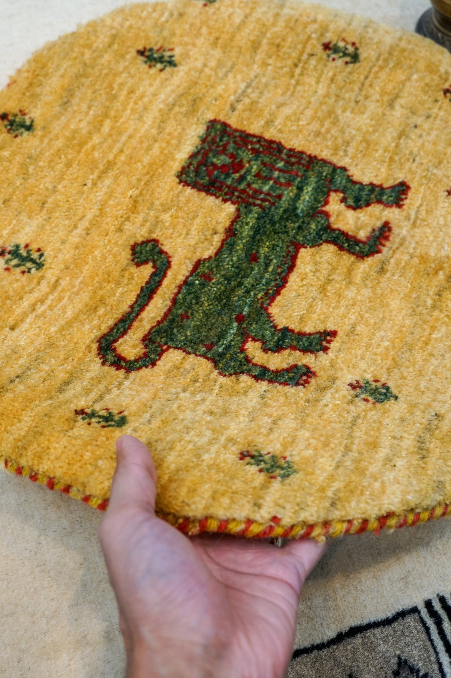  ペルシャ絨毯 手織りギャッベ カシュクリ族ギャッベ 40×40cm