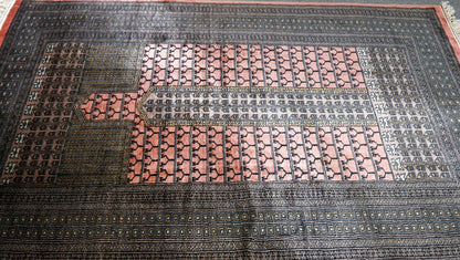 パキスタン手織り絨毯 182×128cm 幾何学ミフラーブデザイン