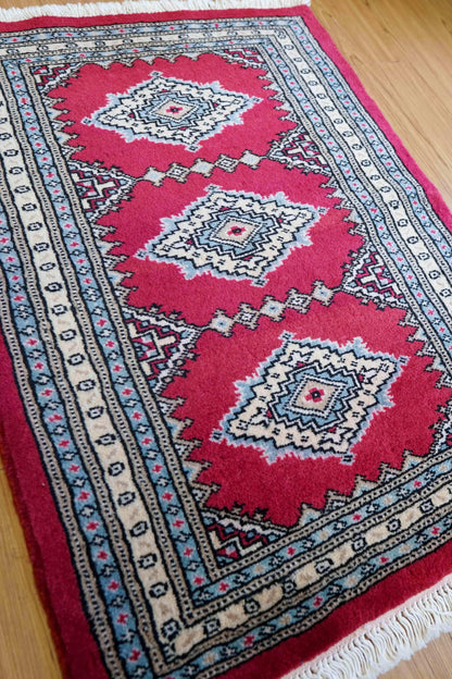  パキスタン手織り絨毯 玄関マット 88×65cm