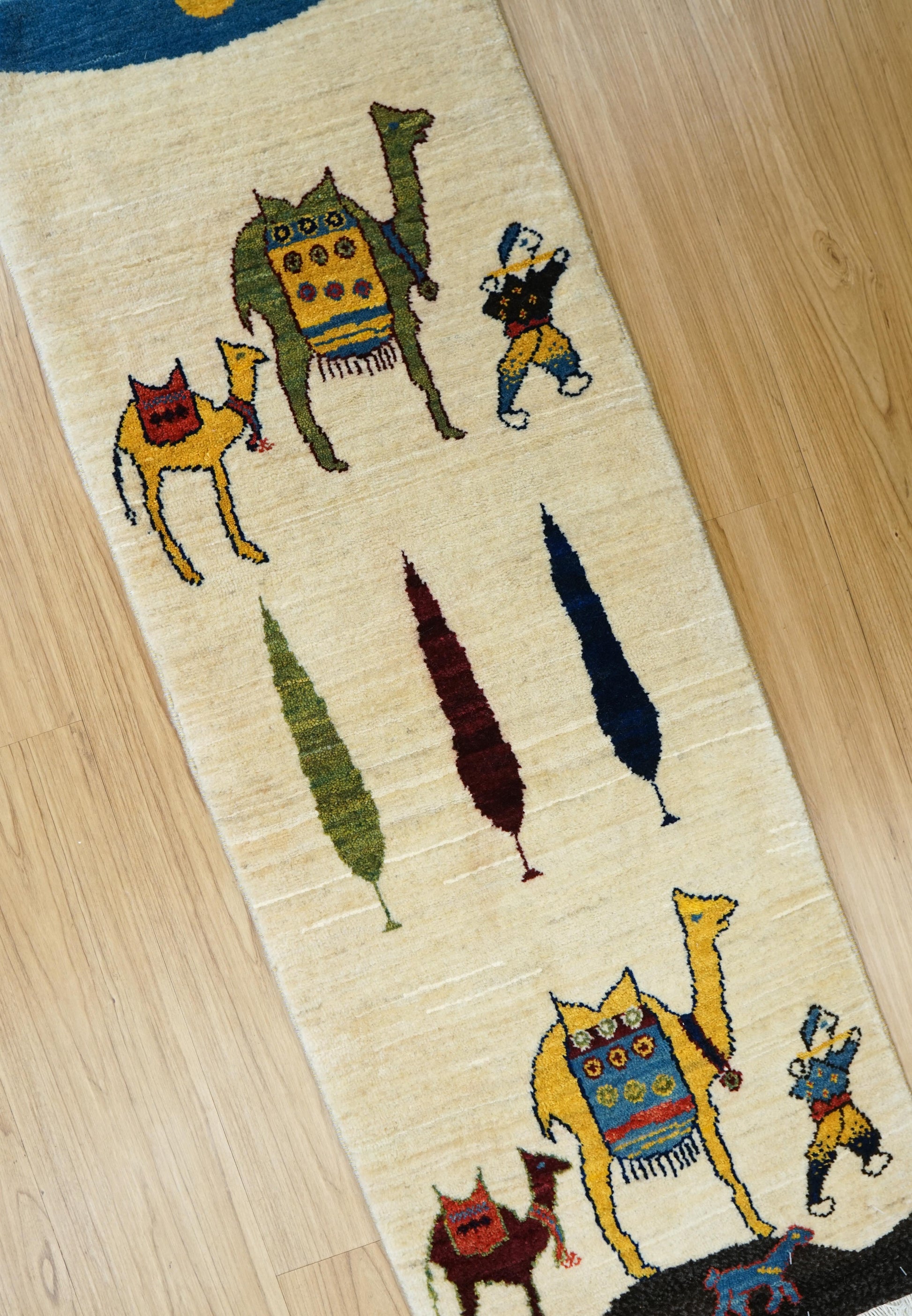  手織りペルシャ・ルリバフト ギャッベ ランナー 123×44cm