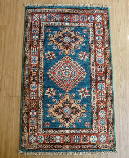  アフガニスタン手織り絨毯 92×55cm｜ガズニウール カザクデザイン トライバルラグ