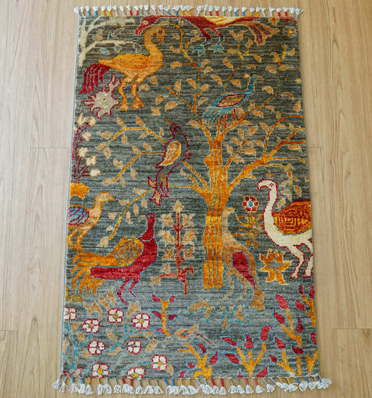  アフガニスタン手織り絨毯 ガズニ ギャッベ 95×62cm