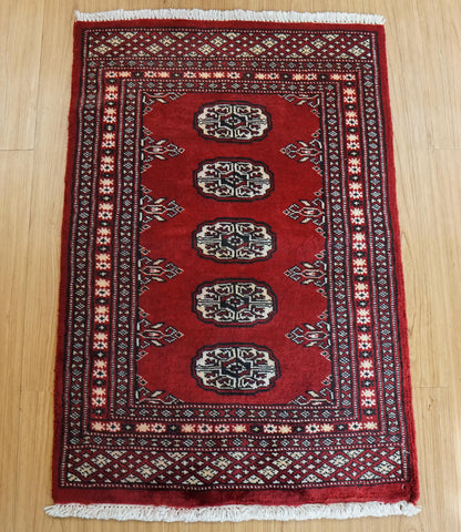  トルクメン ボハラ 手織り パキスタン絨毯  95×62cm