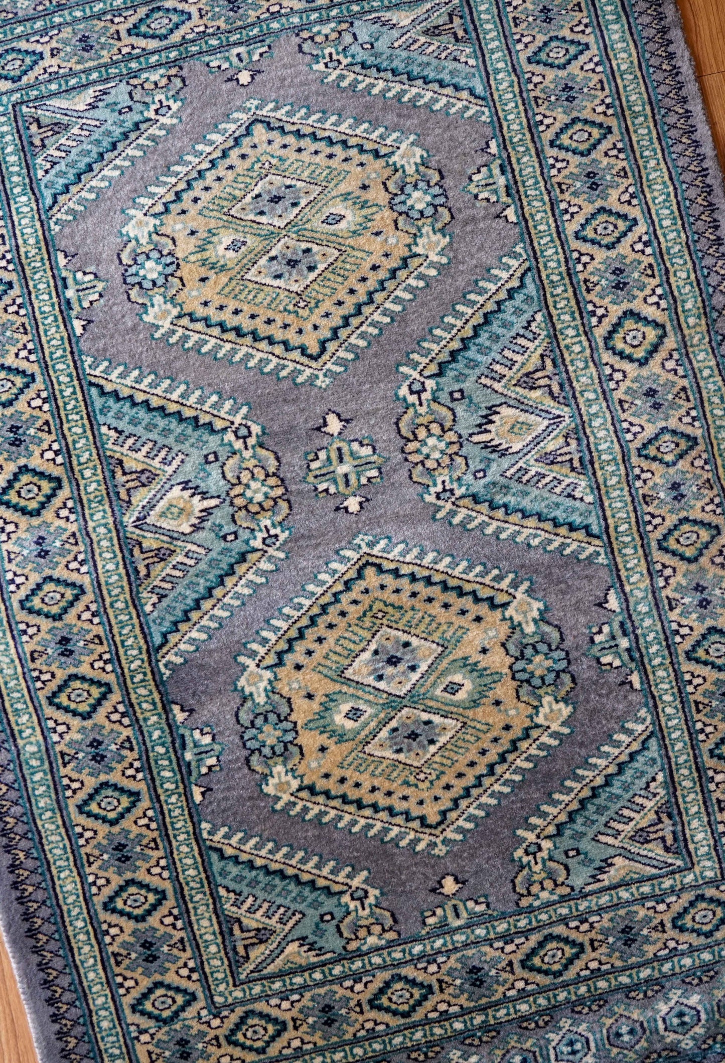  パキスタン手織り絨毯 95×62cm｜ニュージーランド産メリノウール使用 玄関マット