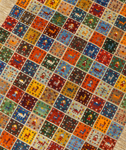  ペルシャ絨毯 手織りカシュクリギャッベ 188×118cm リズバフト