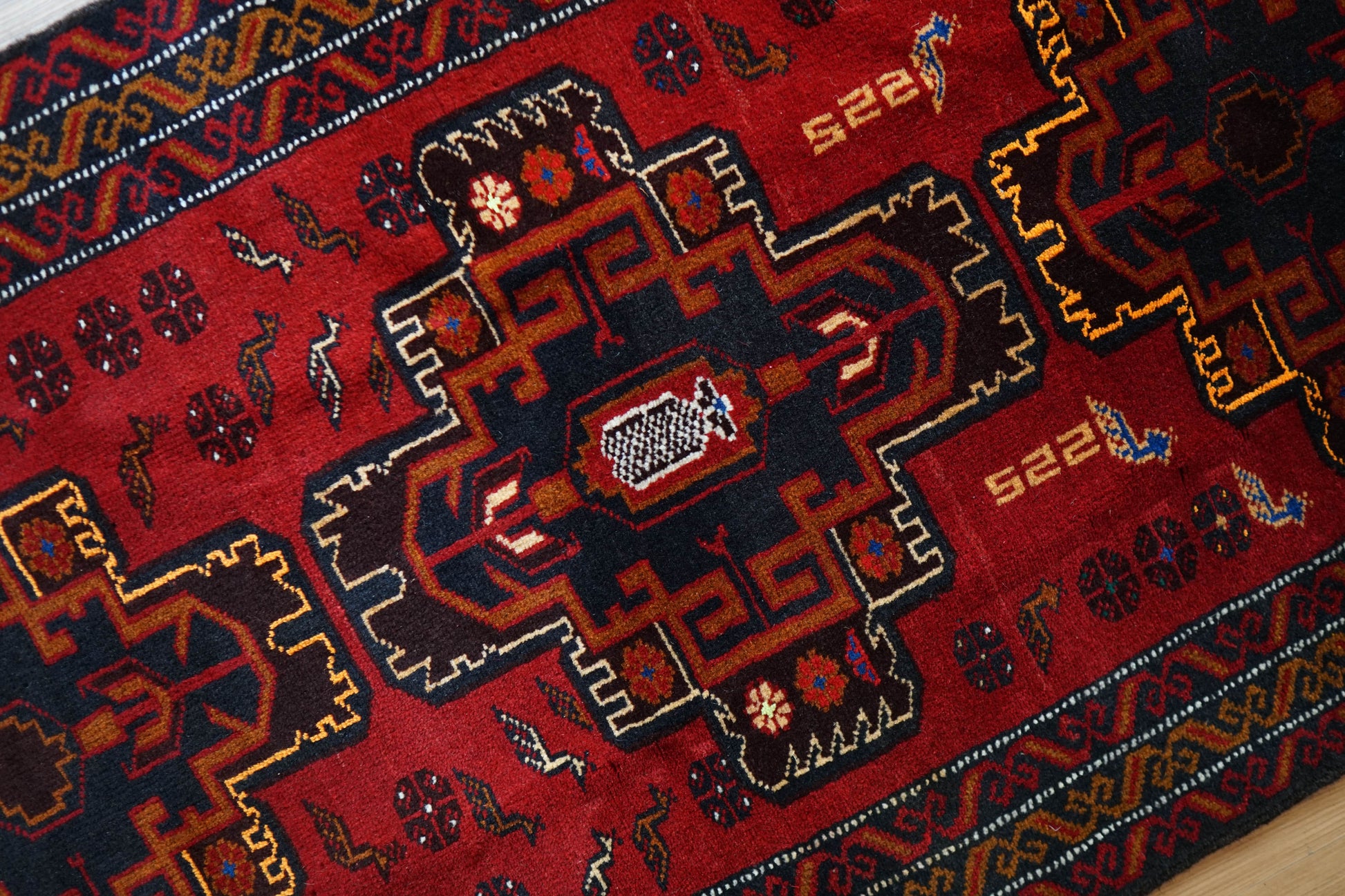  140x89cm ペルシャ バルーチ族絨毯トライバルラグ