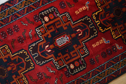  140x89cm ペルシャ バルーチ族絨毯トライバルラグ