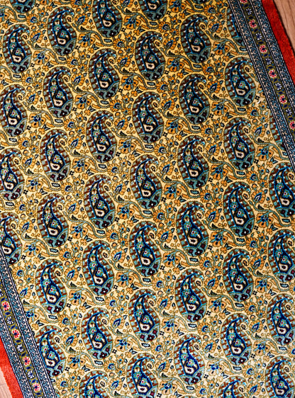  ペルシャ絨毯 クム産 100％シルク 手織り 90×56cm