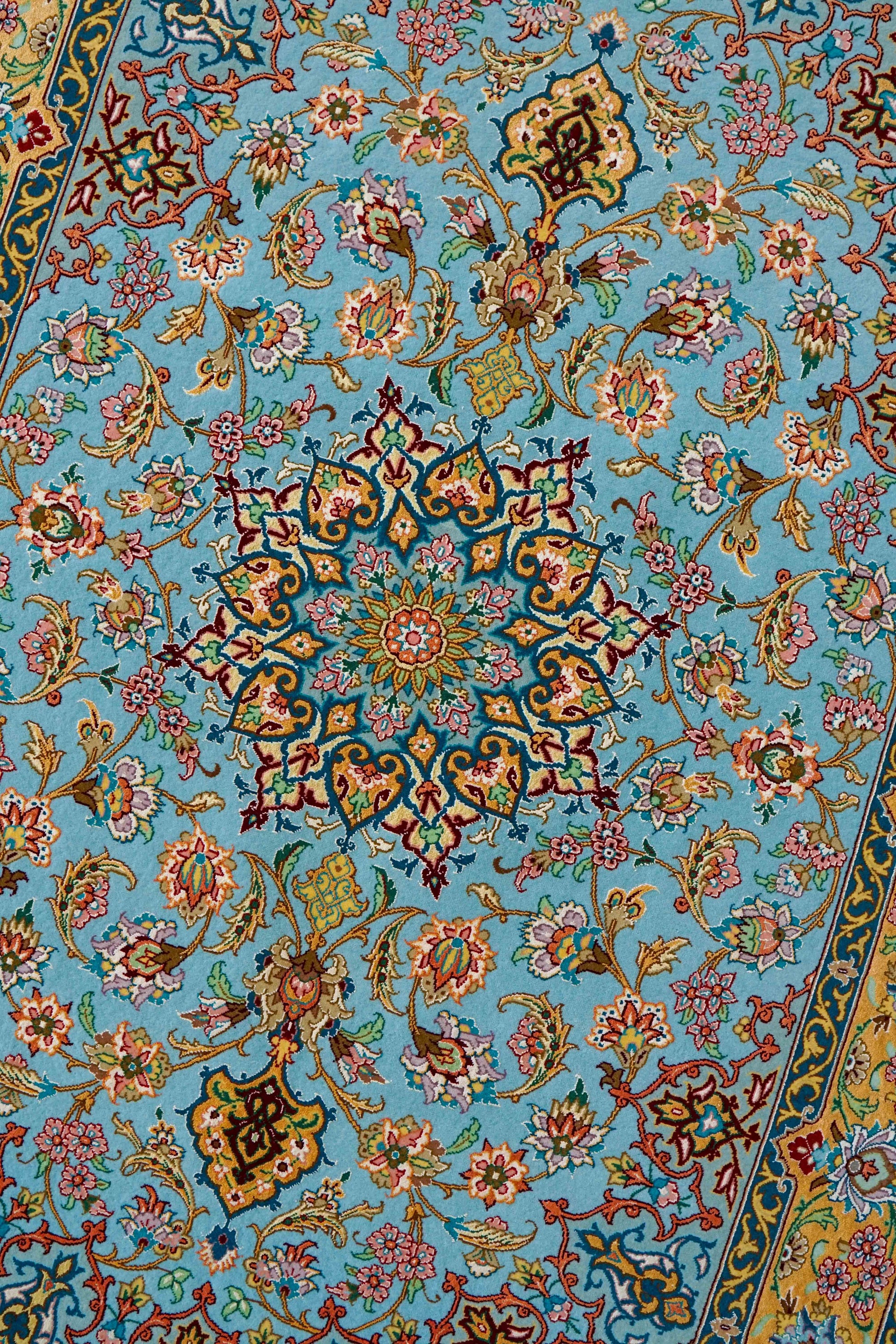  ペルシャ絨毯 イスファハン産 シャーシャハニ工房 約170×115cm｜コルクウールとシルク