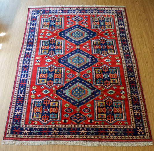  197×154cm 手織りペルシャ絨毯 トライバルラグ