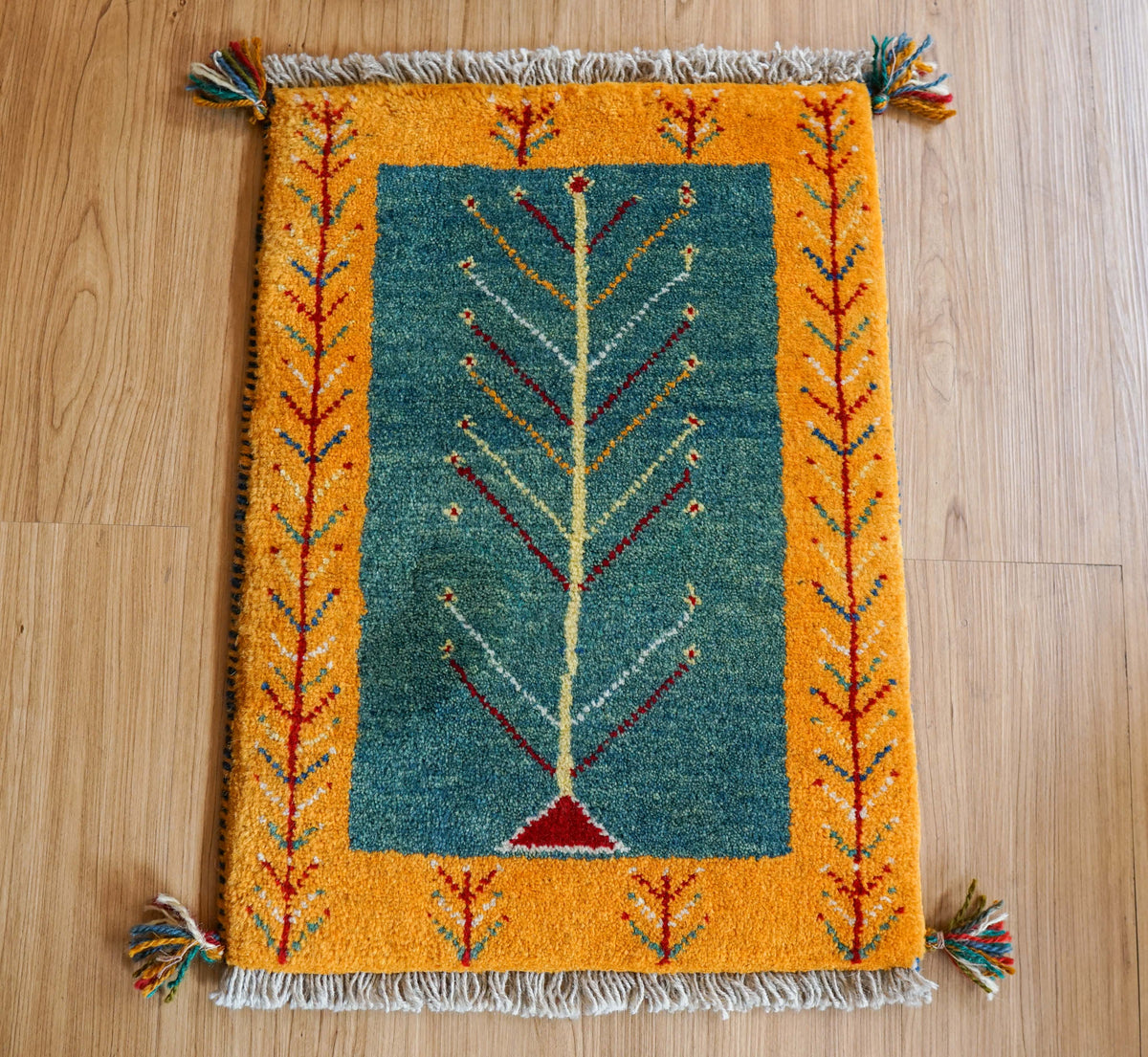  ペルシャ絨毯 手織りギャッベ アマレ族 55×43cm