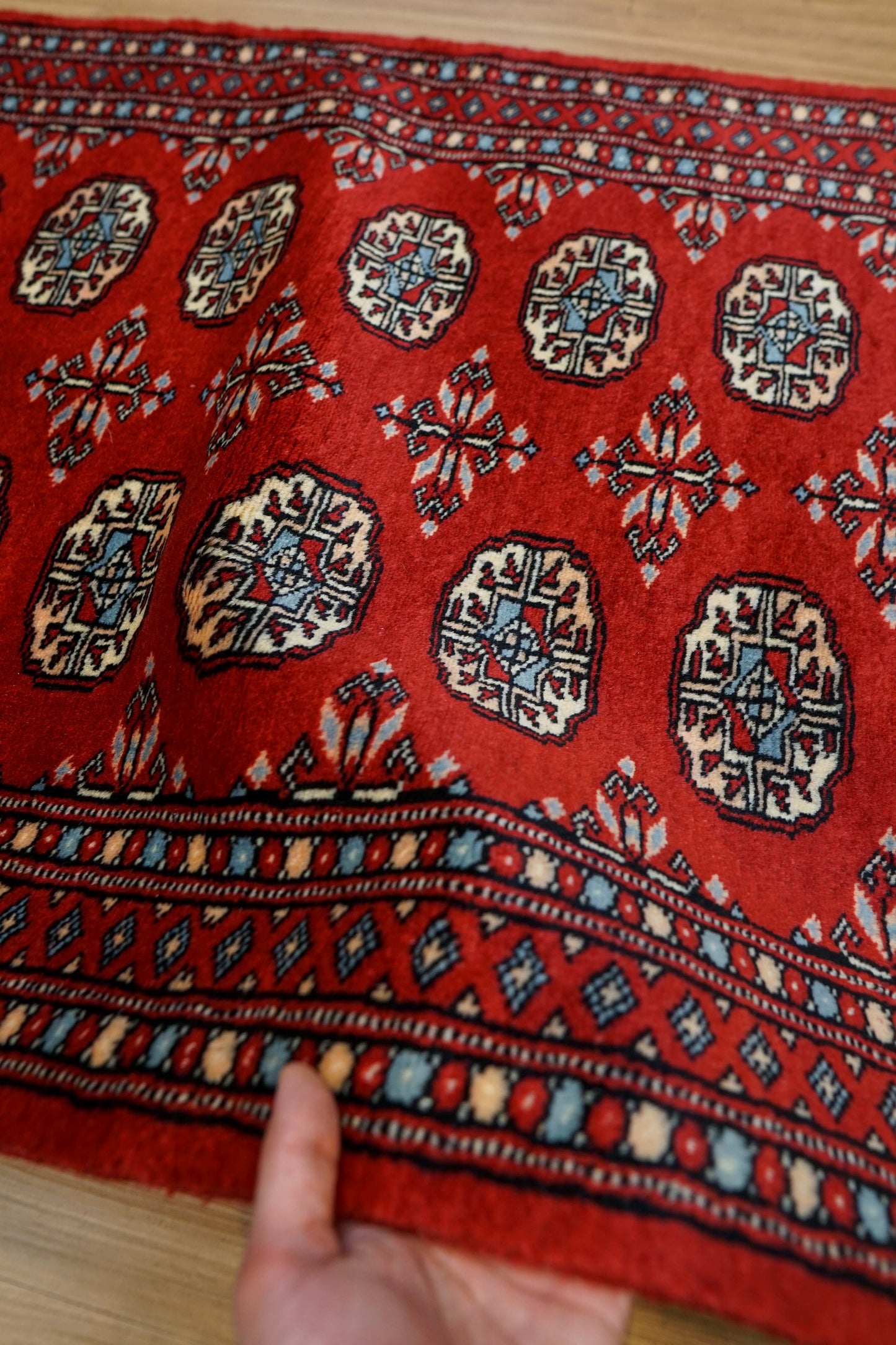 パキスタン手織り絨毯 ランナー 280×82cm｜ウール100% トライバルデザイン 廊下・キッチンラグ