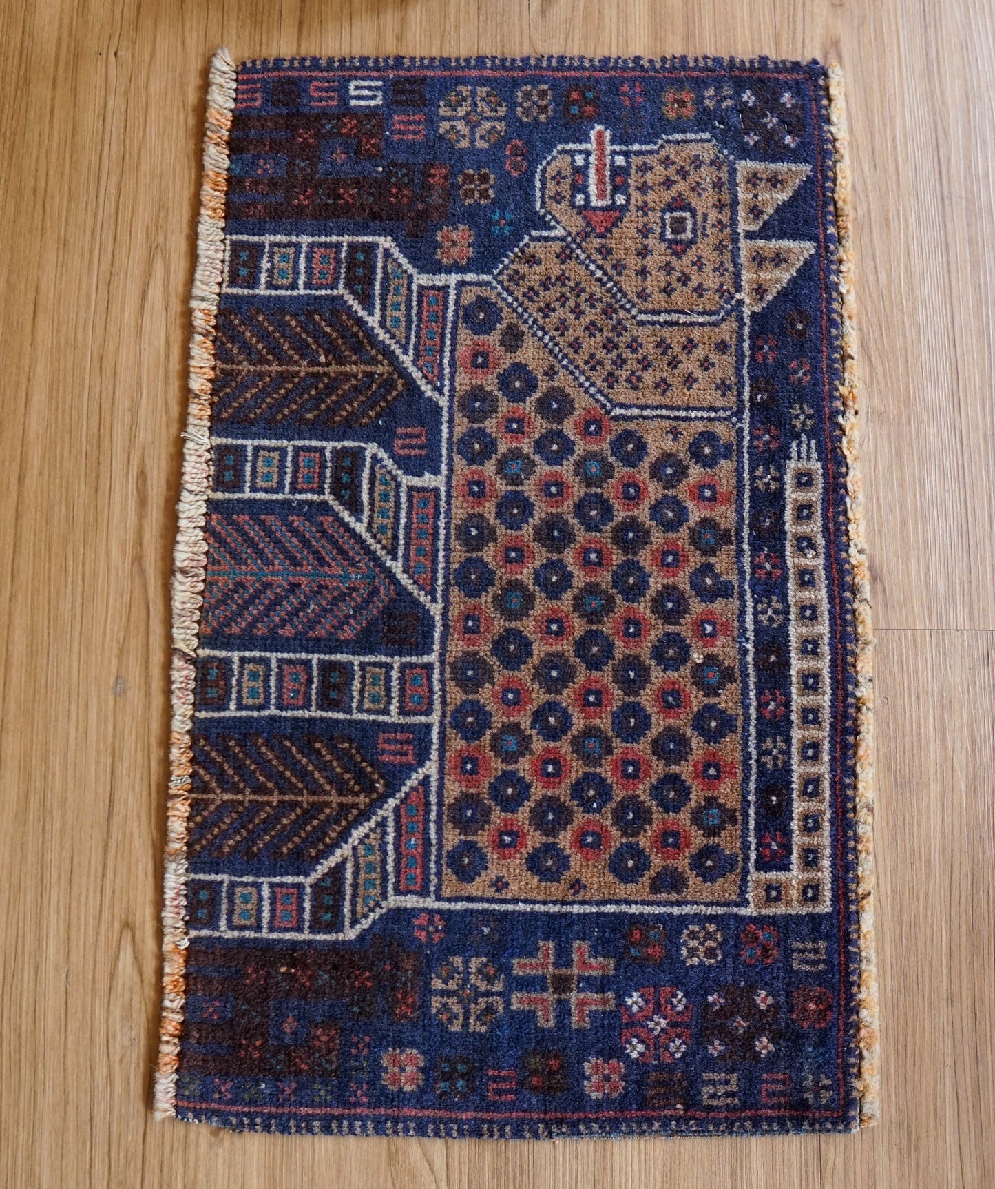  ヴィンテージ バルーチ族トライバルラグ 61×36cm 手織り ペルシャ絨毯