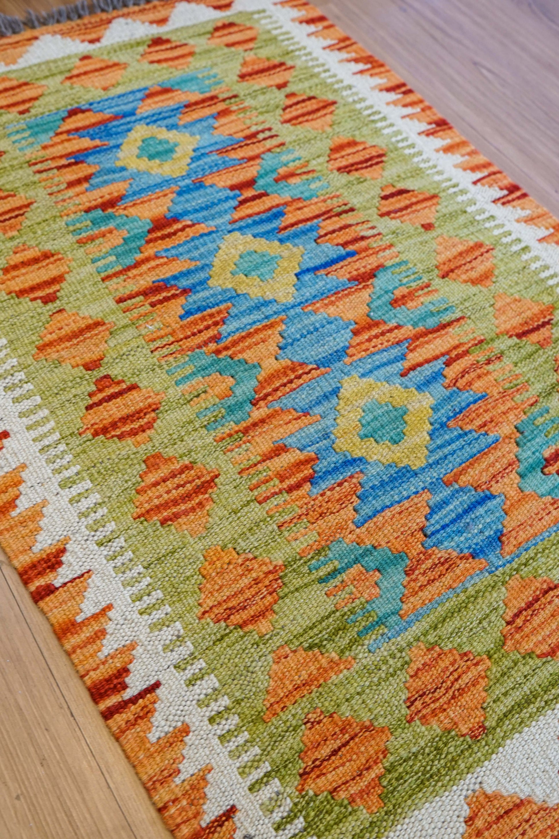  90×57cm アフガニスタン手織りキリム