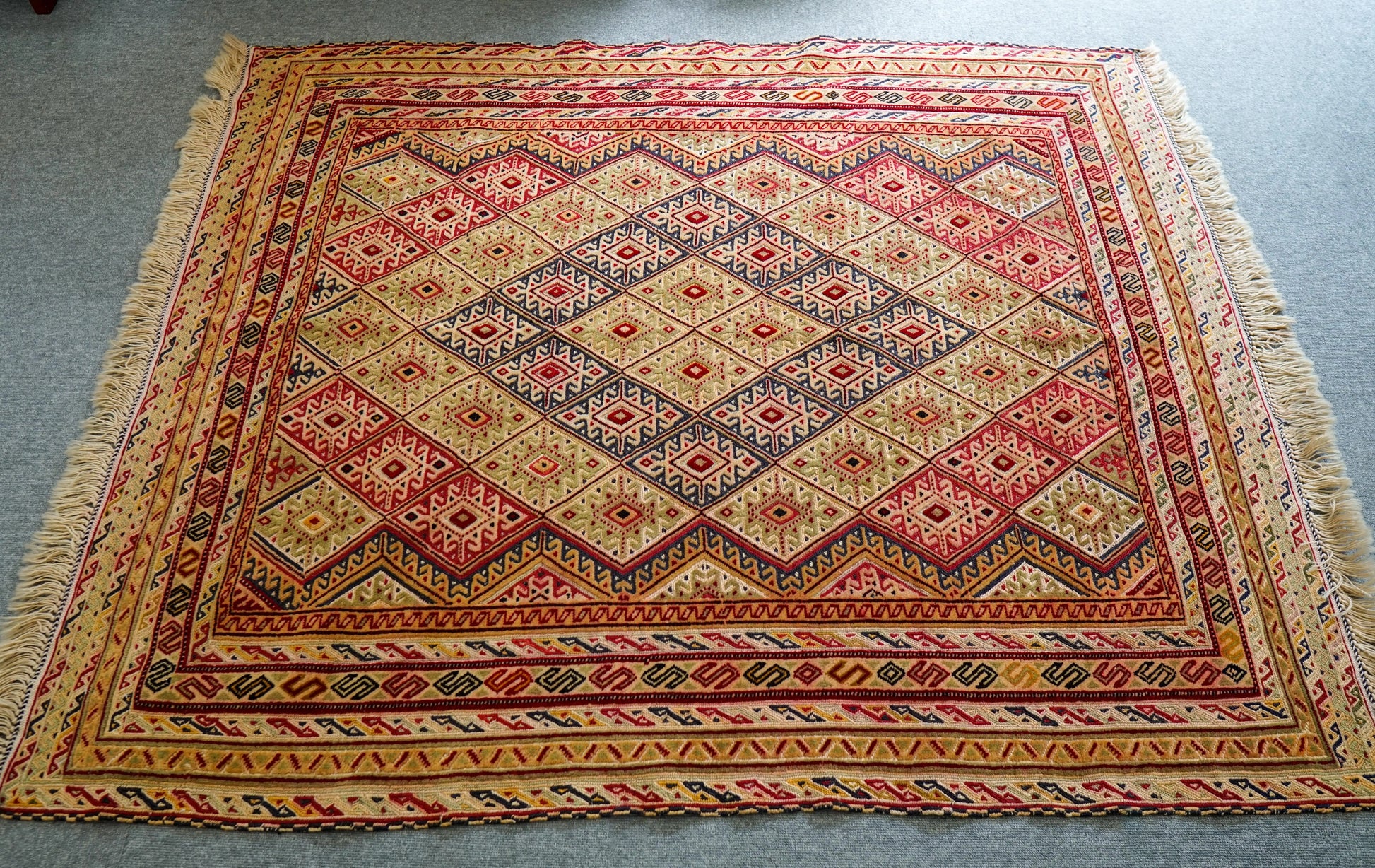 144×122cm アフガニスタン　マシュワニキリム 手織り絨毯　トライバルラグ Decorworks
