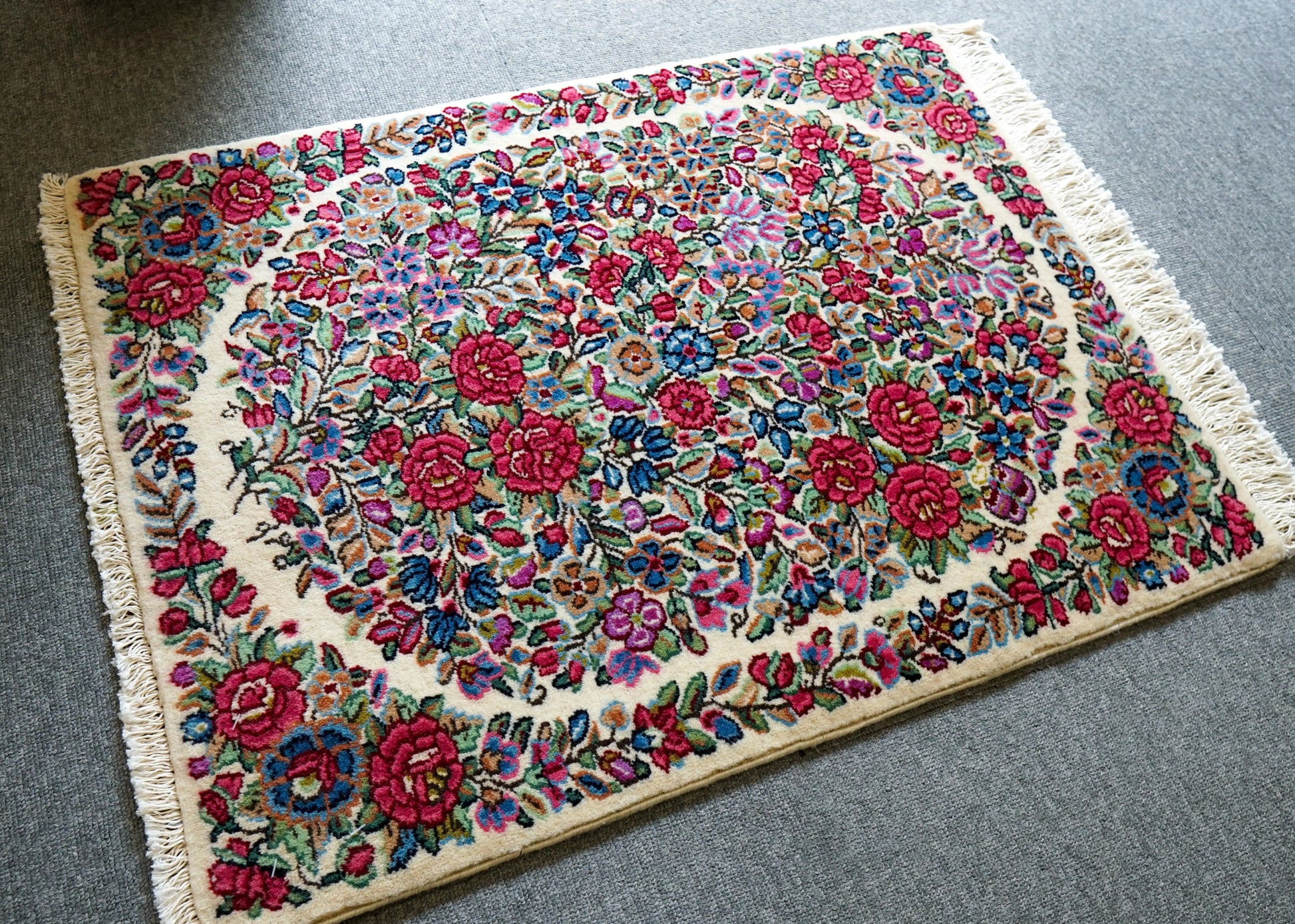 75x55cm ペルシャ手織り 絨毯 ケルマン産 Decorworks
