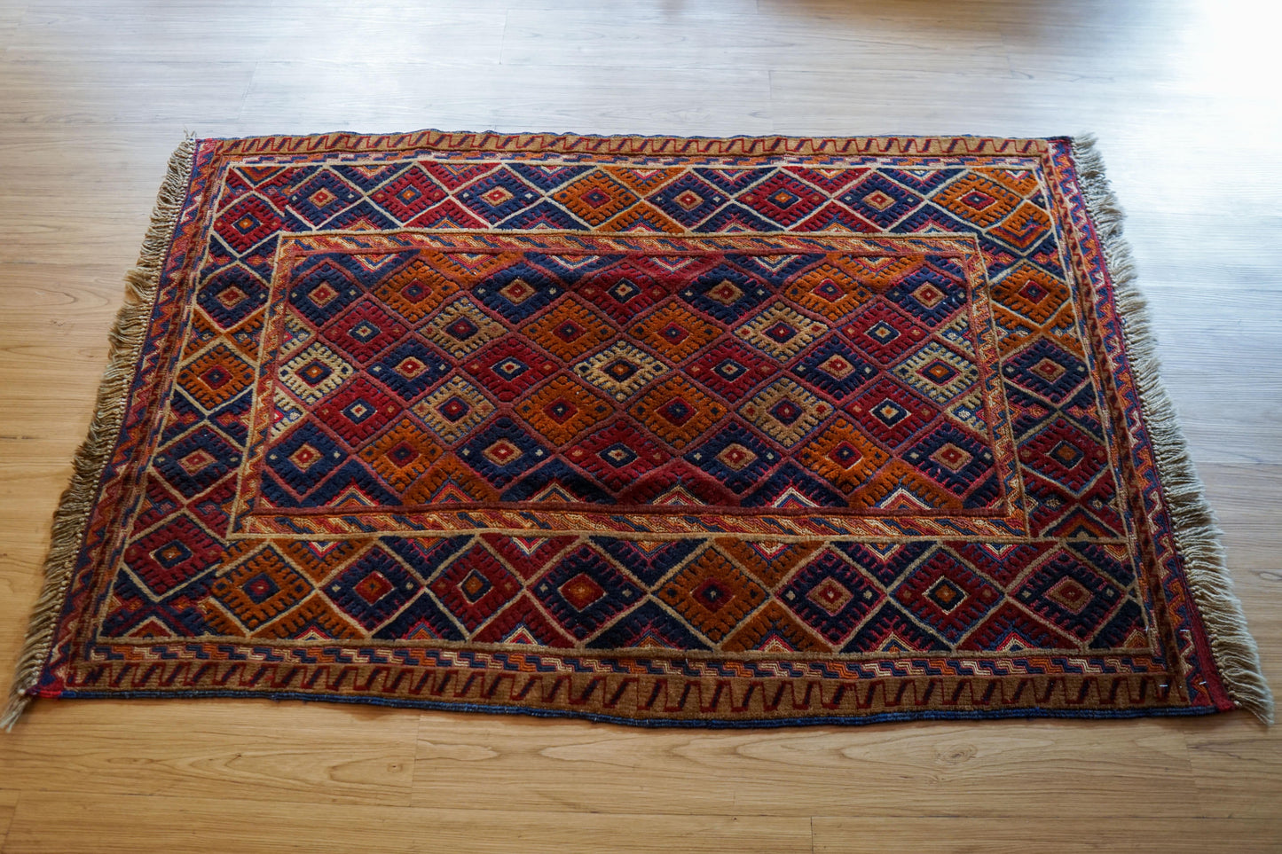 Collection 145×96cmアフガニスタン オールドマシュワニ 手織りキリム トライバルラグ