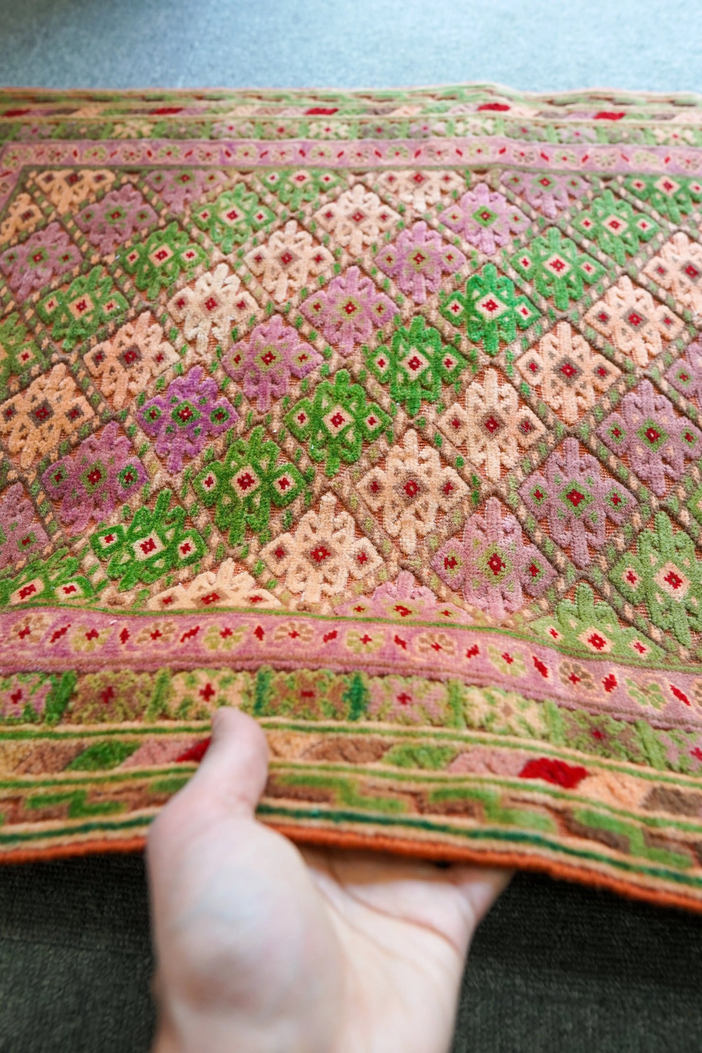 92×65cm  アフガニスタン の マシュワニ手織り キリム 手織り絨毯 Decorworks
