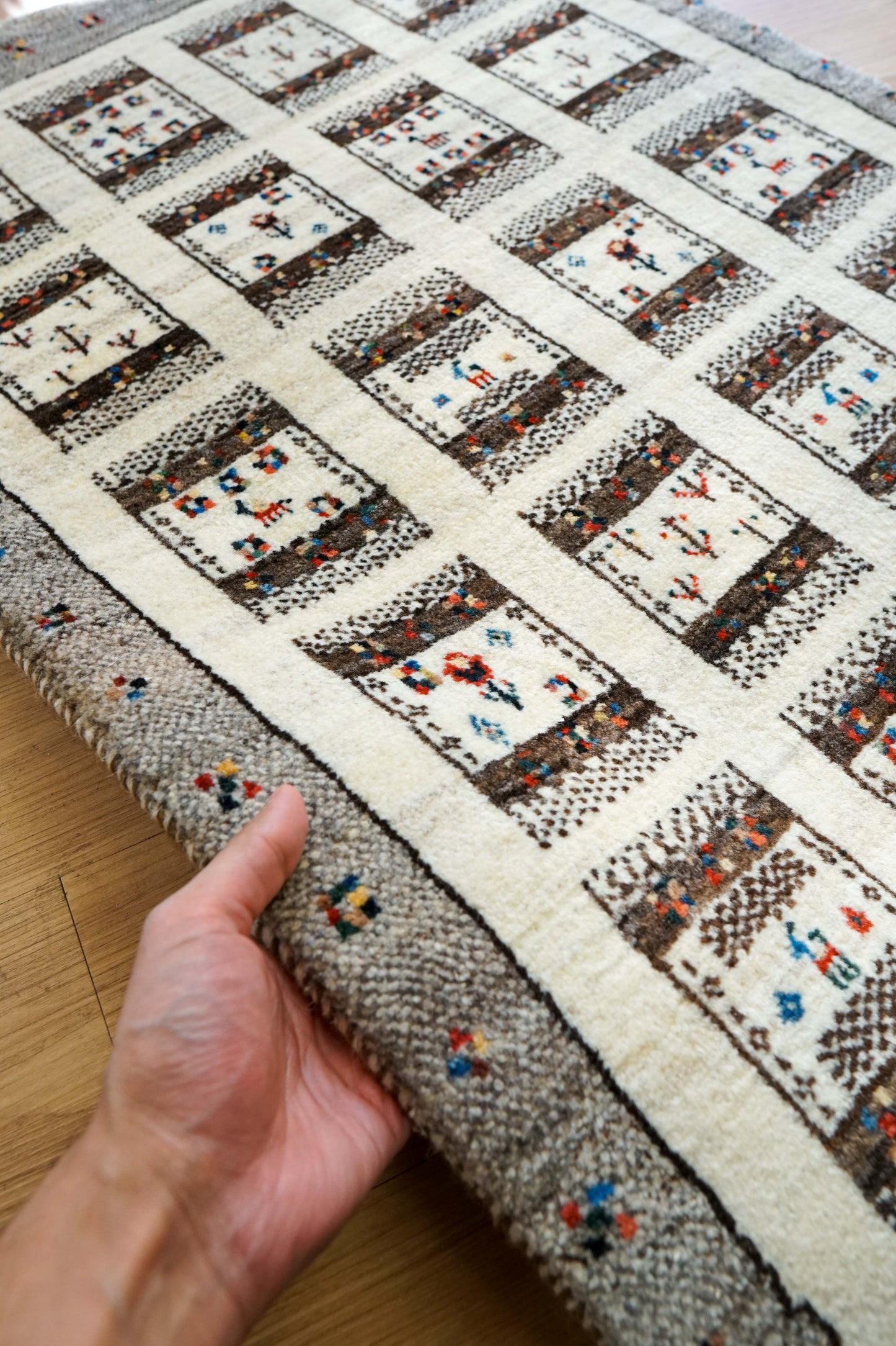  手織り ペルシャ カシュクリギャッベ 95×65cm リズ　ギヤべ