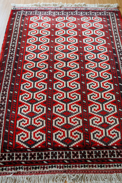  ペルシャ オールド・トルクメンラグ 102×82cm｜1980年代 手織りウール