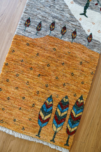 Collection 148×49cm【ペルシャ手織りカシュクリギャッベ] リズ バフト ギャッベ 手織り絨毯