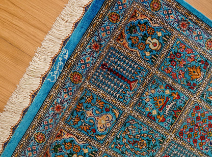  ペルシャ絨毯 クム産 モスサビ房 シルク 89×56cm　