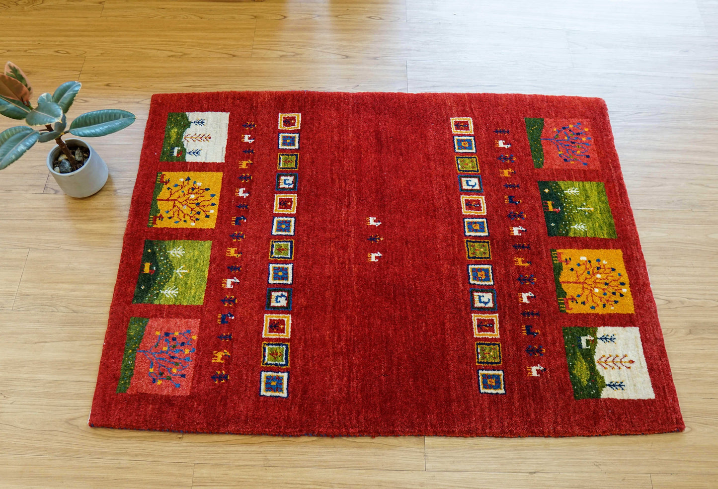  ペルシャ絨毯 カシュクリ ギャッベ リズバフトギヤべ 125×85cm