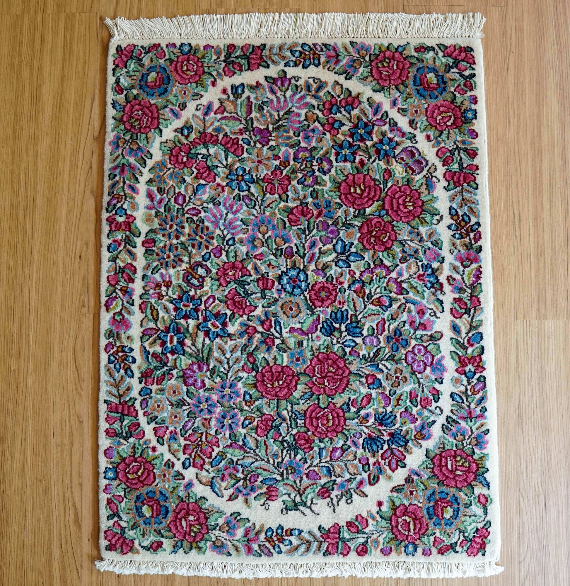  ペルシャ手織り絨毯 ケルマン産 75×55cm｜草木染めウール