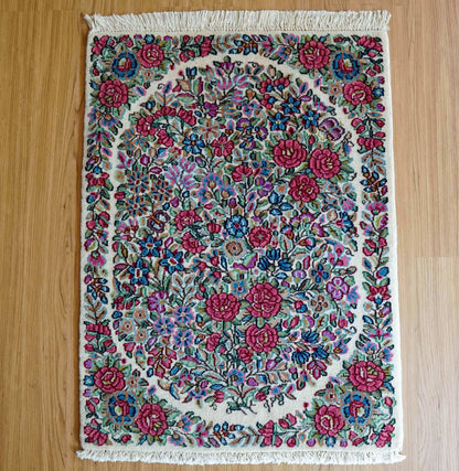  ペルシャ手織り絨毯 ケルマン産 75×55cm｜草木染めウール