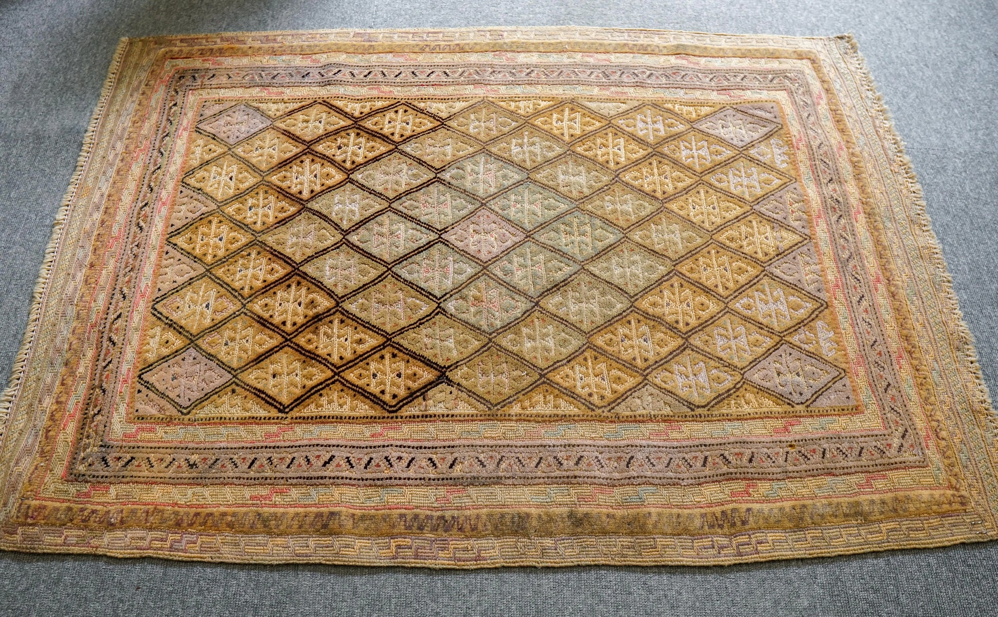 108×75cm アフガニスタン オールドマシュワニキリム 手織り 絨毯 Decorworks