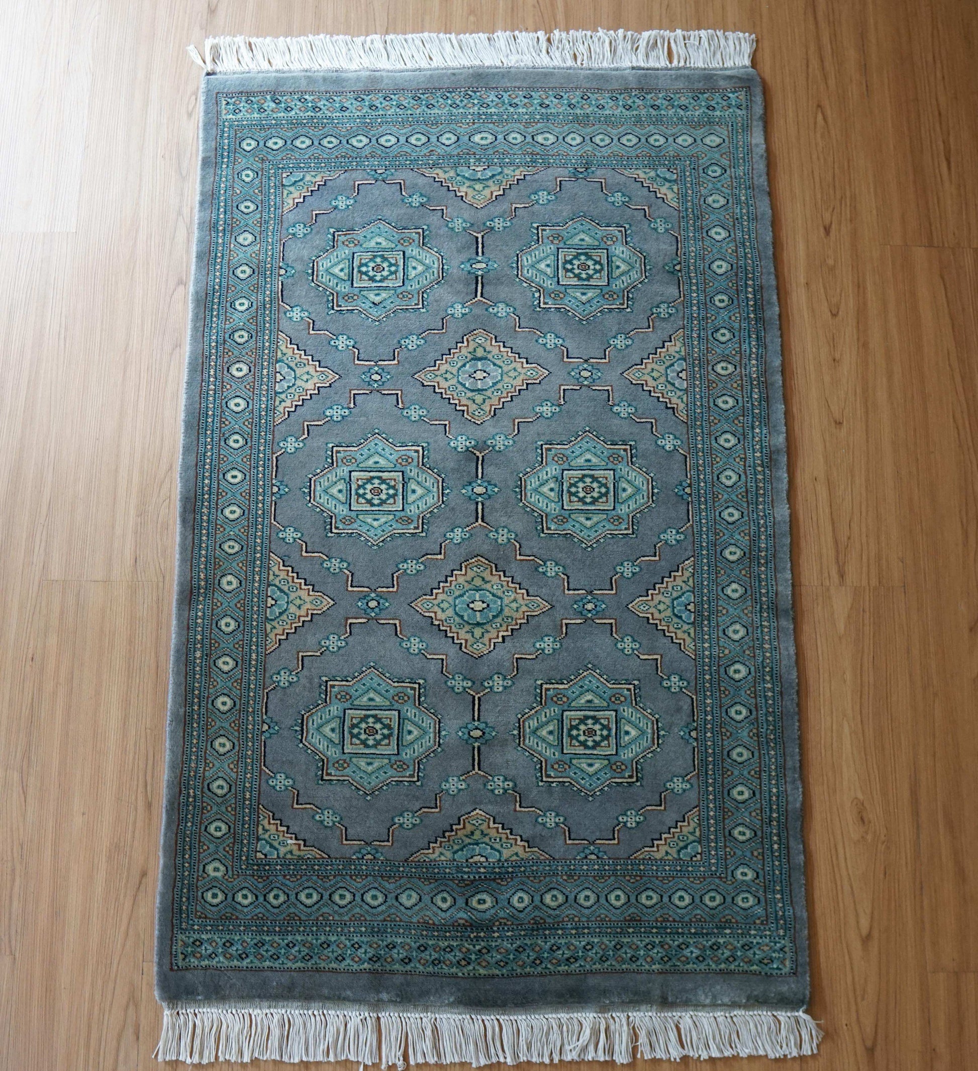  パキスタン手織り絨毯 121×76cm｜ニュージーランド産ウーステッドウール使用・高密度織り