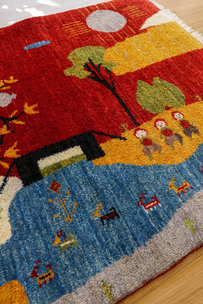 ペルシャ手織り カシュクリギャッベ リーズバフト 91×63cm｜アートギャッベ｜選び抜かれた上質ウール