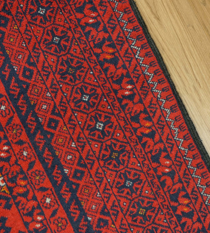  ペルシャ手織りトルケメンラグ 285×195cm　｜深紅に映える伝統文様のトライバルラグ