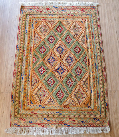  アフガニスタン 手織り マシュワニ キリムトライバルラグ Fine quality 116×81cm