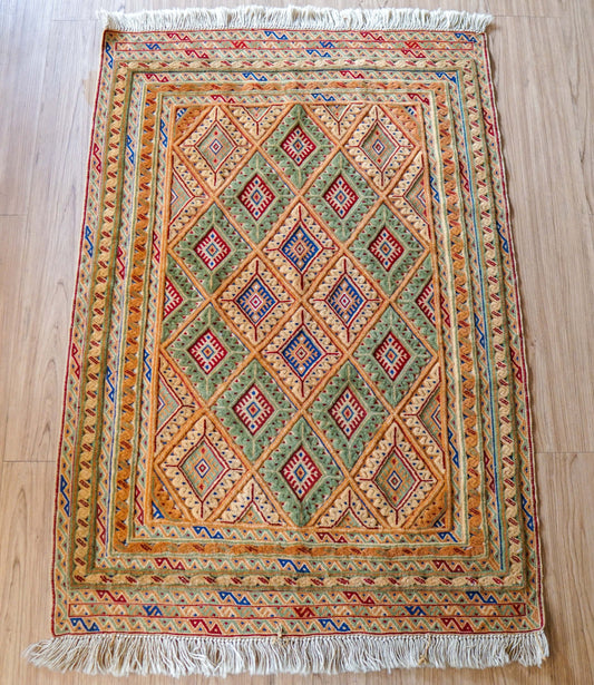  アフガニスタン 手織り マシュワニ キリムトライバルラグ Fine quality 116×81cm