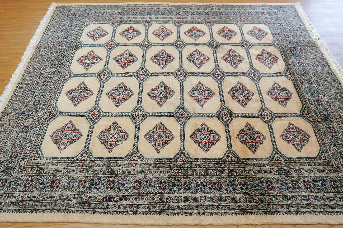  パキスタン手織り絨毯 ジャルダールデザイン ウールラグ 233×196cm