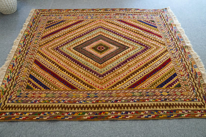175×148cm   手織りマシュワニキリム絨毯 Decorworks