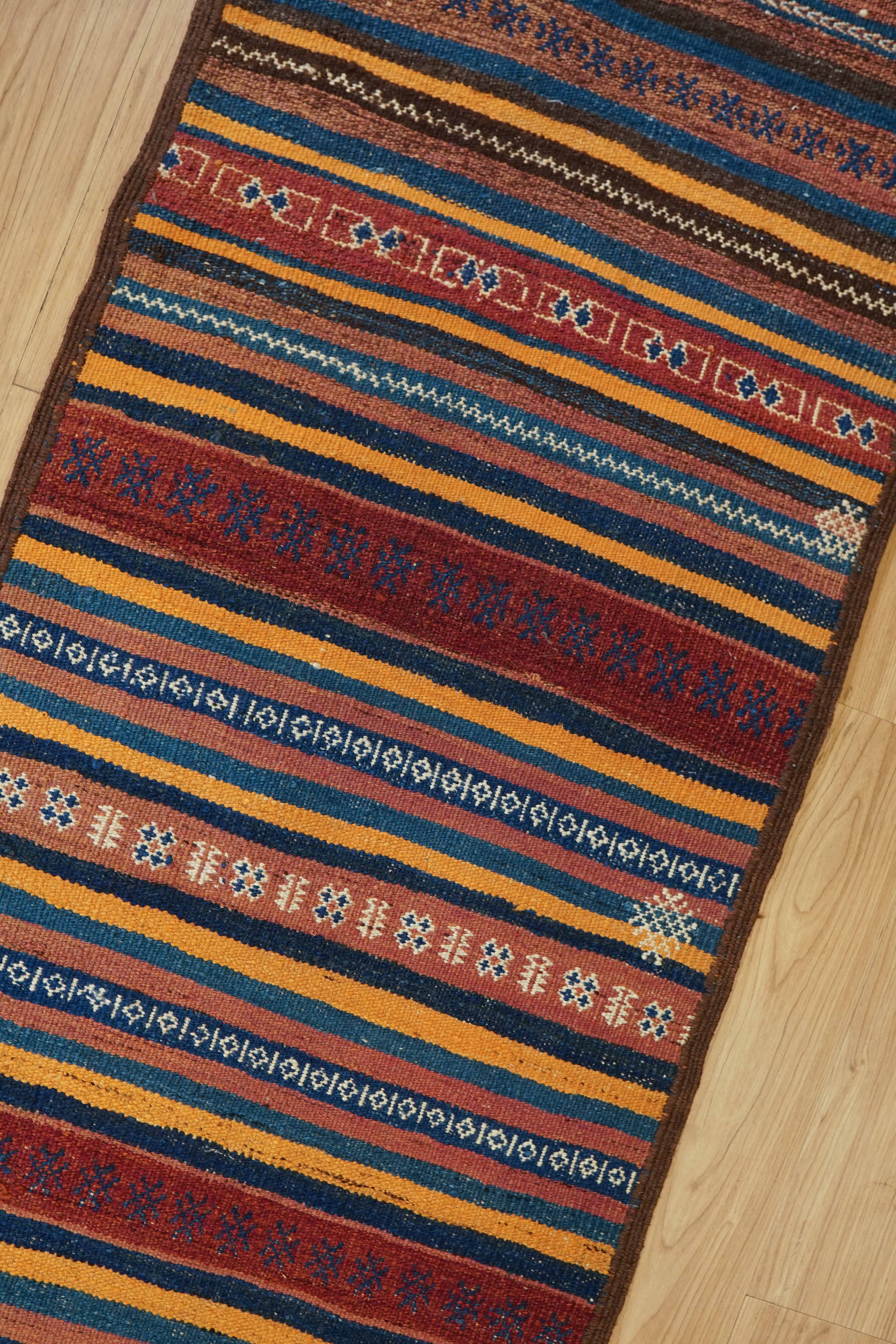 アフガニスタン手織りキリム ランナー 312×63cm トライバルラグ