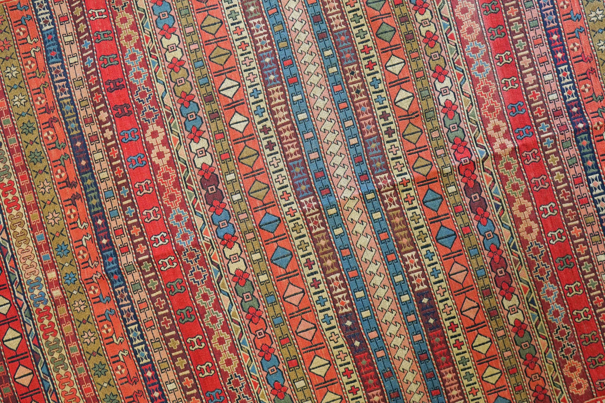  手織りペルシャ オールド シルジャンキリム ウールラグ 298×195cm