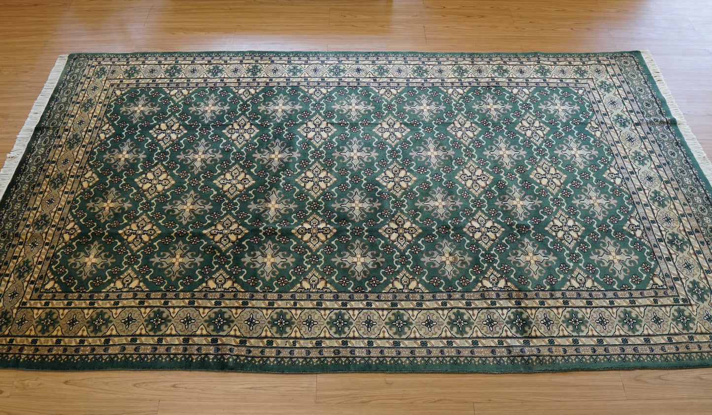 パキスタン手織り絨毯 270×154cm｜ニュージーランドウール使用 高密度グリーン