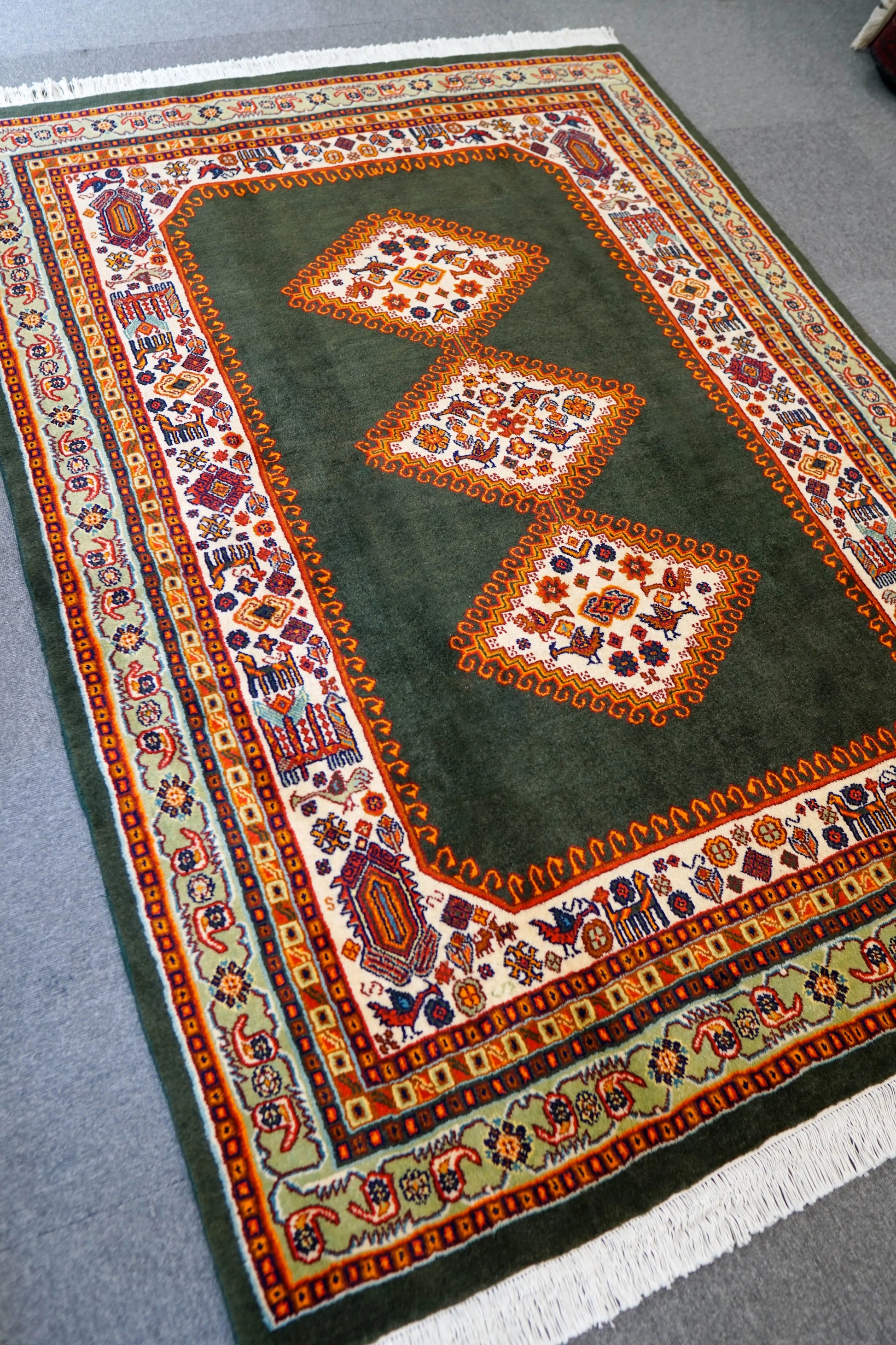 200×146cm  ペルシャ ガシュガイ 手織り絨毯 Decorworks
