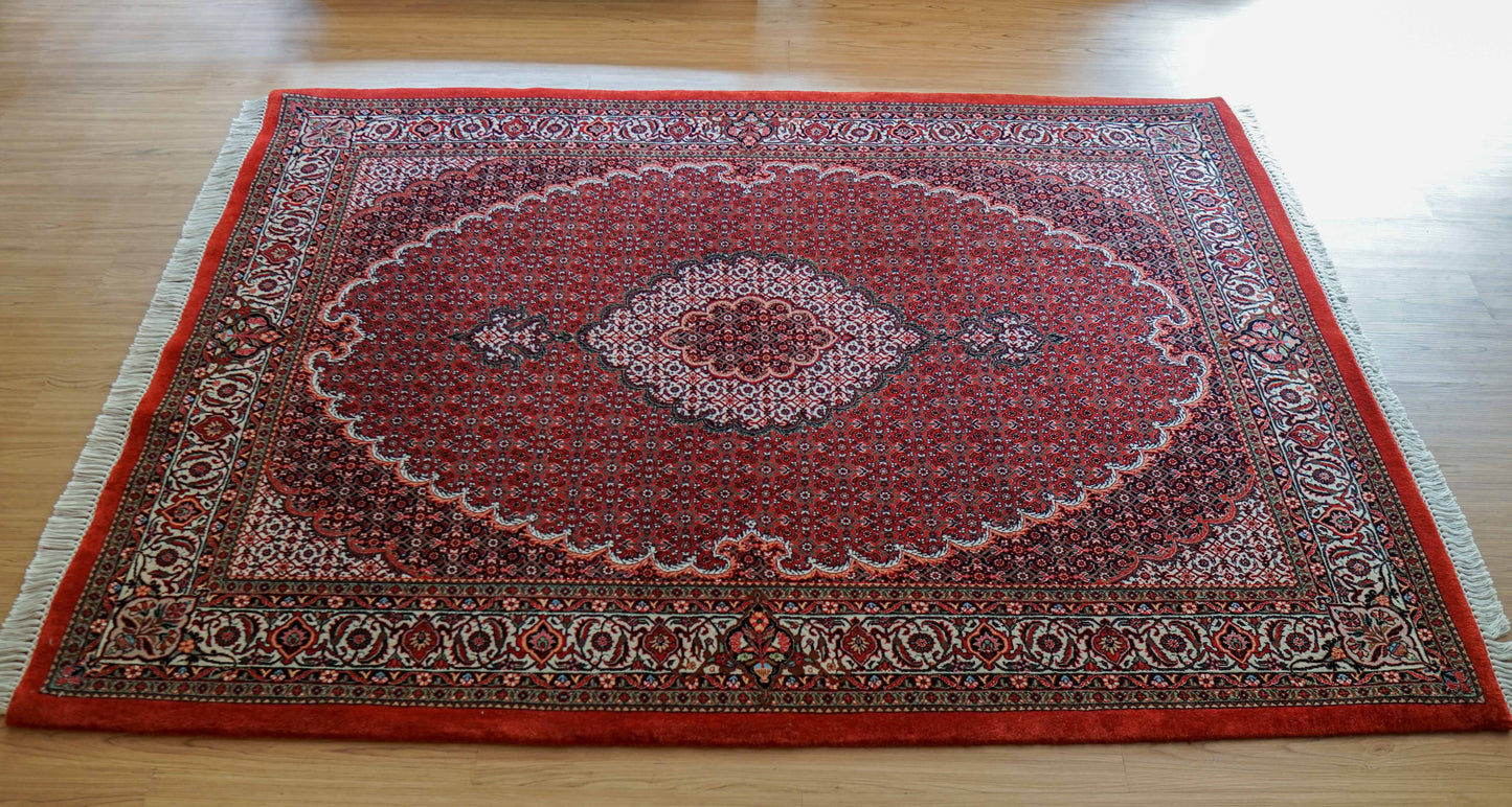 ペルシャ絨毯 ビジャール産 228×152cm ビジャー｜高品質タカーブ織り マヒデザイン メリノウール 手織りラグ