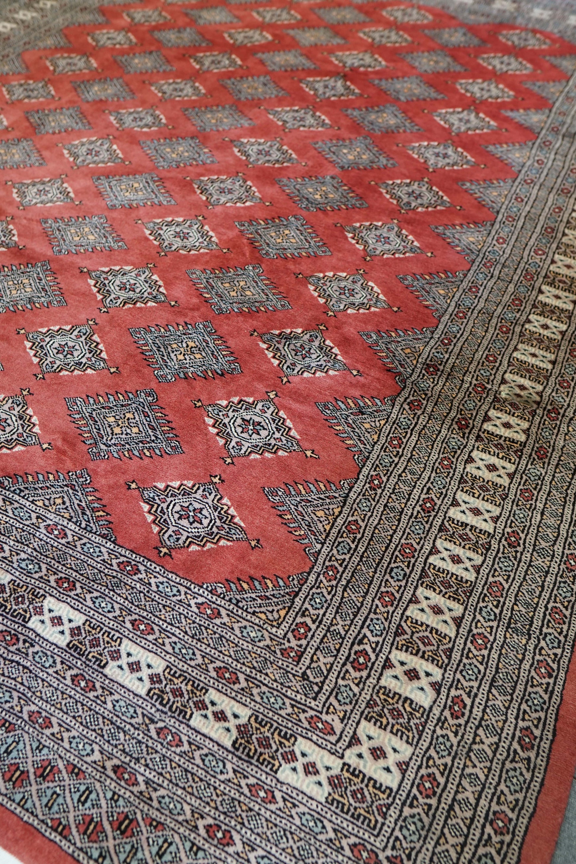 Collection パキスタン手織り絨毯 302×245cm トライバルデザイン ウールラグ