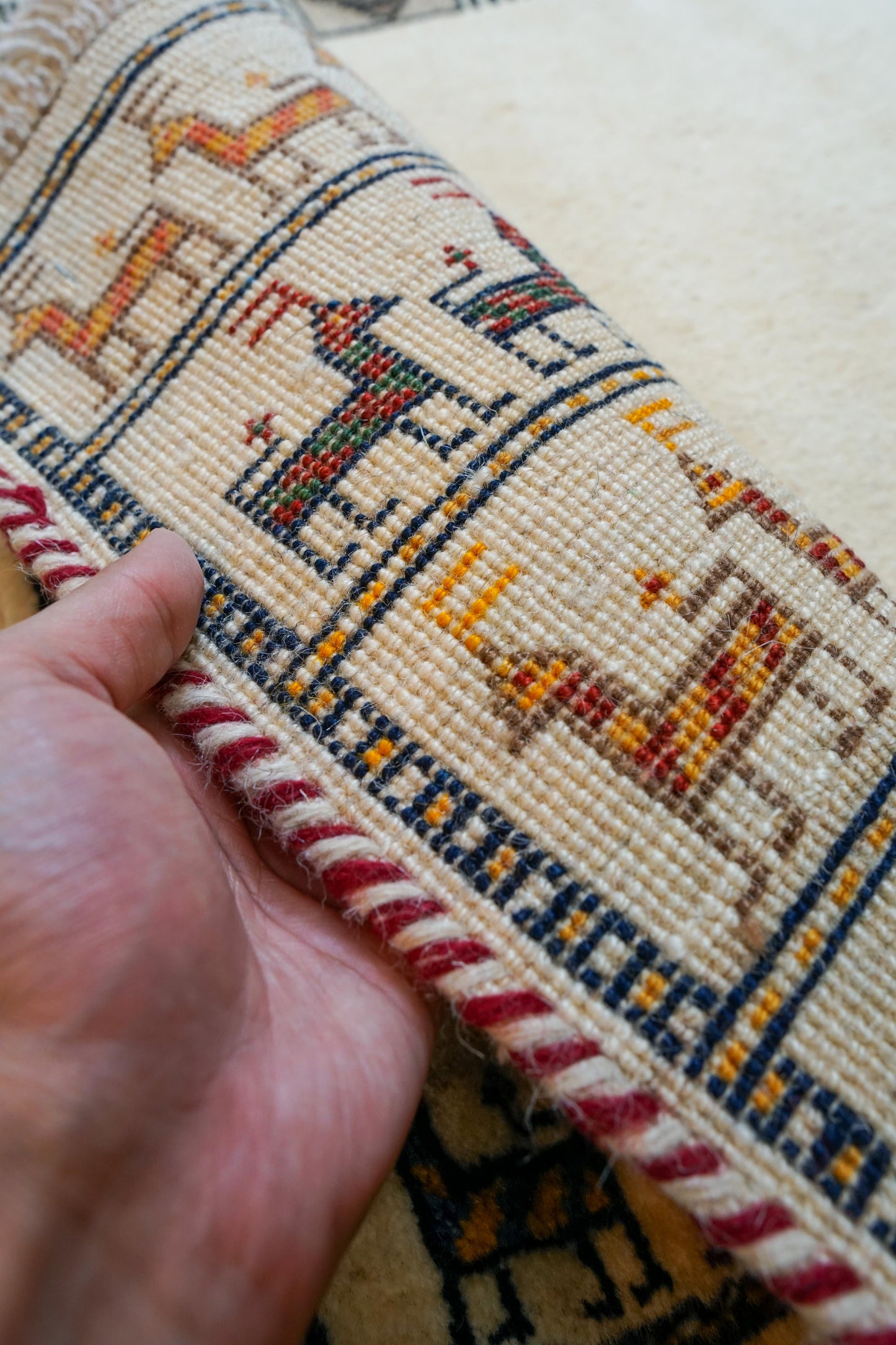 ペルシャ絨毯 手織りギャッベ カシュクリ族ギャッベ 40×40cm