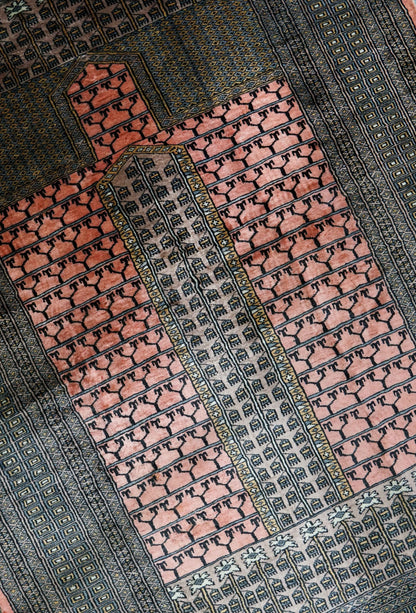 パキスタン手織り絨毯 182×128cm 幾何学ミフラーブデザイン