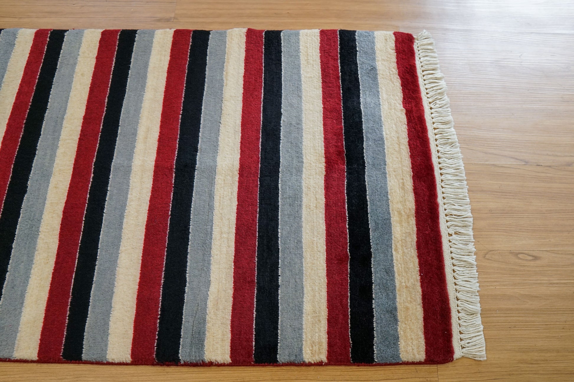 Collection 88×60cm パキスタン手織り絨毯 ストライプデザイン ウールラグ