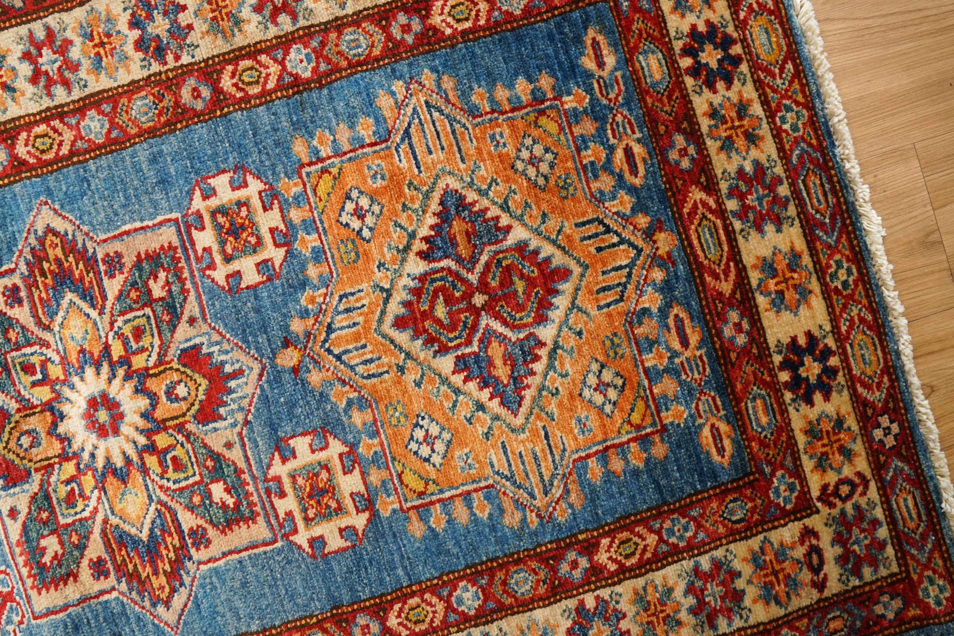  アフガニスタン手織りガズニウールラグ 299×82cm ペルシャのカザクデザイン ランナー