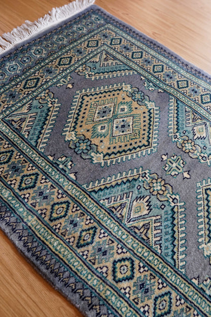 パキスタン手織り絨毯 95×62cm｜ニュージーランド産メリノウール使用 玄関マット
